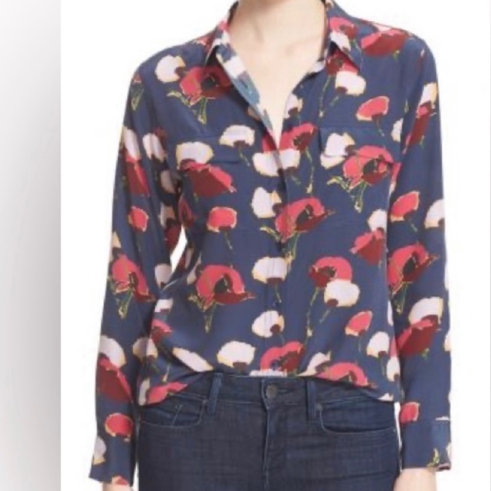 EQUIPMENT floral poppy print button up shirt
